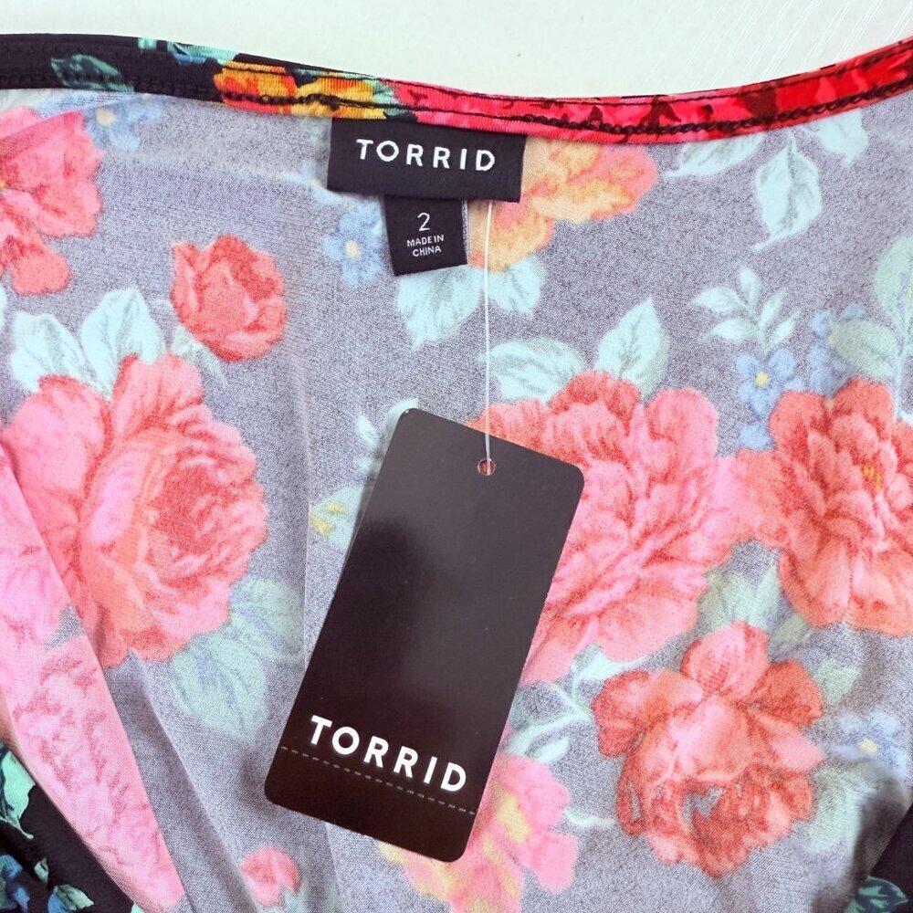 NWT Torrid Fit & Flare Floral Print Midi Dress Size 2X / Torrid 2 - Picture 11 of 13
